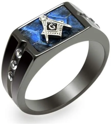 Vista 2 de Anillo Masónico Masónico Masónico de Acero Inoxidable para Hombre - Grabado Gratis