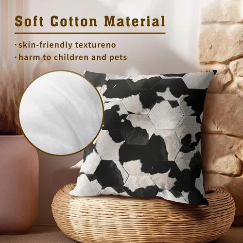 Vista 4 de Giwawa Juego de 2 fundas de almohada decorativas de piel de vaca, con estampado de vaca, funda de cojín con cuadrícula de piel de animal de granja