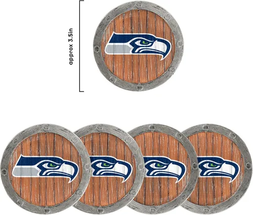 Vista 108 de FOCO NFL Team Logo 5-Pack Barrel Beverage Drink Coaster Set