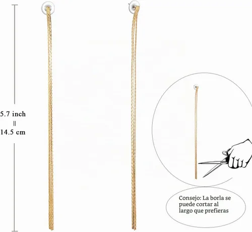Vista 2 de Starchenie Aretes largos con borla dorada, plata y plata, joyería para mujer