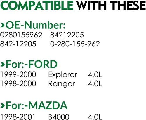 Vista 2 de 0280155962 4.0L Explorer Ranger B4000 Inyectores de combustible Juego de 6 compatibles con: Ford Explorer 1999 2000, Ranger 1998 1999 2000