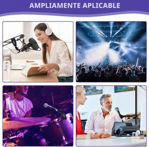 Vista 8 de Abrazadera de cangrejo de micrófono, soporte de micrófono de doble cabeza