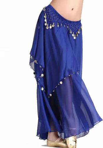 Vista 4 de ZLTdream, falda de chifón para danza del vientre para mujer con monedas.