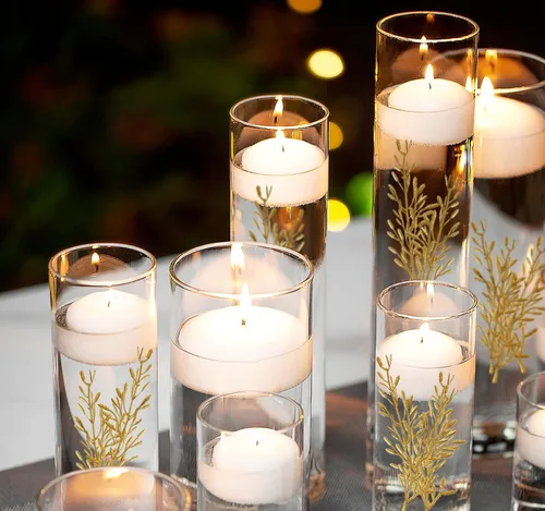 Vista 7 de 36 piezas de flores artificiales para velas flotantes, flores con efecto flotante para relleno de jarrón, centros de mesa con relleno de jarrón