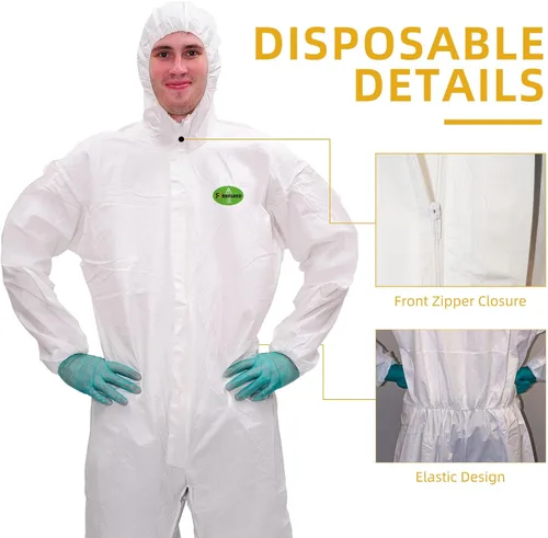 Vista 2 de Disposable Coverall with Hood, Tear-Resistant, Latex-Free for Painting, Construction & Industrial Work