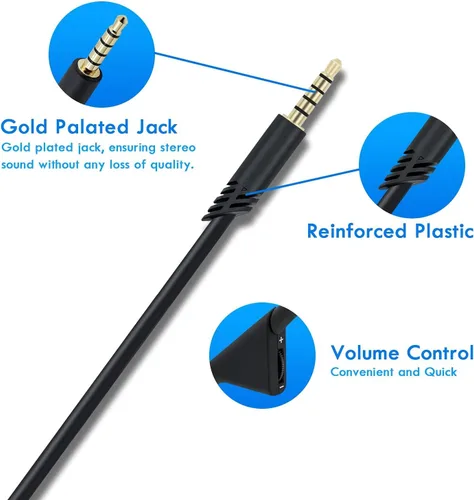 Vista 6 de Mcbazel 2M - Cable de repuesto para auriculares de 6.5 pies con control de volumen para Astro A10/A30/A40, cable de auriculares para PS5/PS4/Xbox