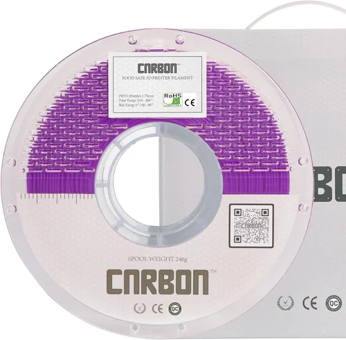 Vista 20 de Filamento para impresora 3D PETG de grado alimentario certificado - CARBON de Comfy Materials - Aprobado por la FDA, seguro para alimentos, probado