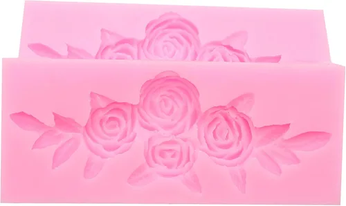 Vista 6 de 2 moldes de silicona para dulces de cuatro rosas, para fondant, moldes de caramelo de chocolate, manualidades de azúcar, moldes de pastel