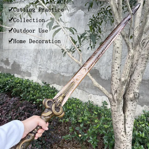 Vista 3 de Espada Han de dragón dorado de 40.9 pulgadas con vaina para colección