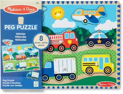 Vista 6 de Rompecabezas de madera con imágenes vehículos de Melissa & Doug, Multicolor