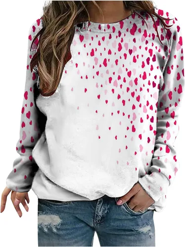 Vista 38 de Sudadera de manga larga con estampado de leopardo y corazón para mujer, para el día de San Valentín, sin botones, para niñas, regalos