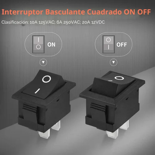 Vista 2 de DaierTek Mini interruptor basculante de encendido y apagado, 12 V, 20 A, T85, 2 pines, SPST, pequeño, encendido y apagado, 120 V, 10 A, interruptor