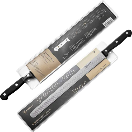 Vista 3 de Cuchillo de trinchar de 12 pulgadas con borde de Granton afilado para corte de carne y pavo de pechuga, hoja de acero inoxidable con mango
