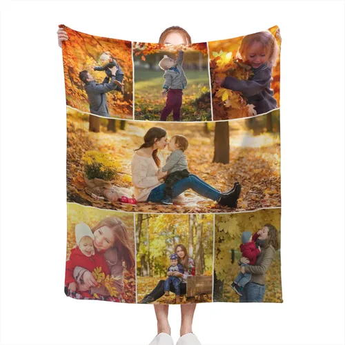 Vista 10 de Mantas personalizadas con fotos, manta personalizada de collage de fotos, manta personalizada para parejas, con mis propias fotos, regalos de Foto 1