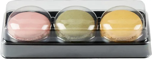 Vista 10 de Restaurantware Shock Safe - Cajas para llevar macarrones de 5.7 x 2.2 x 1.4 pulgadas, 100 cajas de exhibición duraderas, se adaptan a 3 macarons