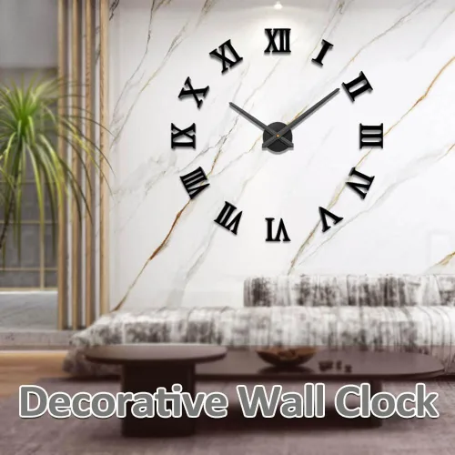 Vista 2 de Mintime Reloj de pared moderno sin marco, grande, 3D, números de espejo para decoración de oficina en casa