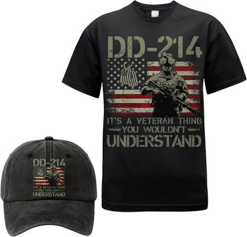 Vista 8 de Camiseta personalizada del 250 aniversario de Estados Unidos, camiseta patriótica veterana con juego de gorra, regalo para soldados retirados