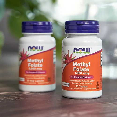 Vista 6 de Suplementos NOW, metil folato 5000 mcg, biodisponibilidad superior, 50 cápsulas vegetales