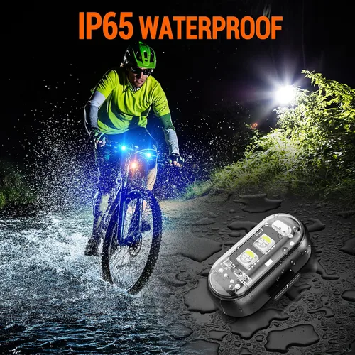 Vista 4 de Luces estroboscópicas LED inalámbricas con control remoto, 8 colores, carga USB, impermeables, anticolisión, luces de emergencia y advertencia