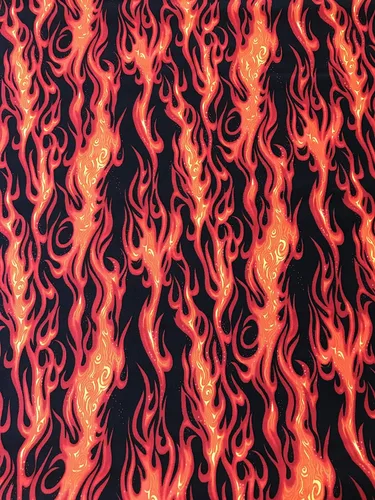 Vista 2 de Tela 100% algodón vendida por yarda 1 yarda = 36 pulgadas de longitud (llama de fuego en negro)
