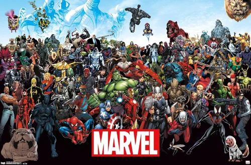 Vista 9 de Marvel Comics The Marvel Lineup - Póster de pared, 22.4 pulgadas de largo x 14.7 pulgadas de ancho, versión enmarcada de madera de granero