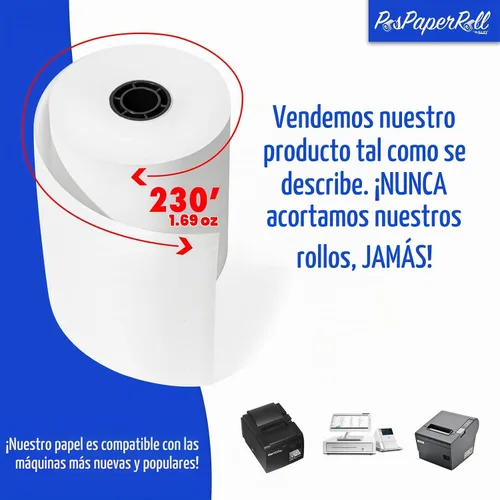 Vista 3 de Papel térmico de 3-1/8 x 230 pulgadas, compatible con Star CT-S300 Tsp100, sin BPA, 50 rollos (1.21 onzas de grosor)