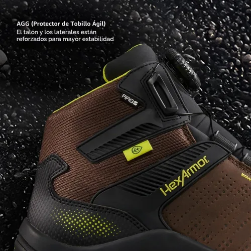 Vista 8 de HexArmor Botas de seguridad profesionales Xbase: impermeables, protección metatarsiana y opciones de cuero negro, puntera compuesta con Marrón