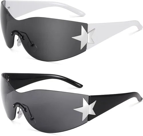 Vista 2 de AZorb Gafas de sol envolventes Y2K sin montura futuristas para mujer