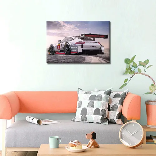 Vista 3 de TUMOVO 1 panel de lienzo de automóvil deportivo para sala de estar, pintura moderna de auto de carreras para hombres, niños, dormitorio, automóvil