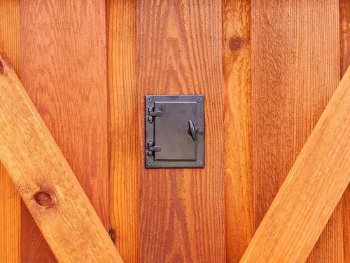 Vista 7 de Perilla Home Seguridad de hierro fundido Speakeasy Estilo clásico Parrilla negra y Girlle con puerta de visualización Acento Puerta Puerta