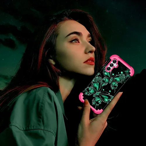 Vista 7 de Casetego Funda compatible con Galaxy A15 5G, que brilla en la oscuridad, tres capas, resistente, resistente, a prueba de golpes, protección