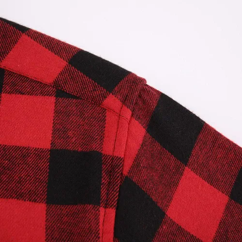 Vista 4 de Camisa de franela a cuadros para hombre, ajuste regular, manga larga, casual, con botones
