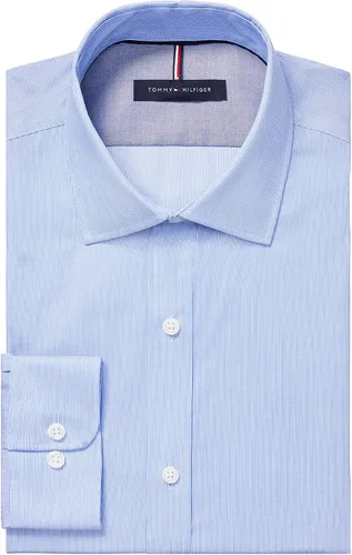 Vista 3 de Tommy Hilfiger Camisa de vestir para hombre ajuste delgado sin rayas de hierro