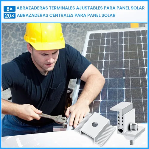 Vista 3 de Zhengmy Abrazadera de aluminio para panel solar ajustable 1.260-1.969 in Abrazaderas medias y extremas incluidas, soportes universales