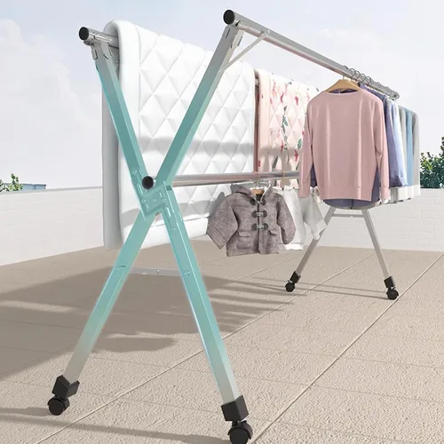 Vista 5 de Folding Clothes Drying Rack Indoor 63in, Heavy Duty Stainless Steel Laundry Drying Rack, Extendable Clothing Dryer Rack, for Clothes, Sheets