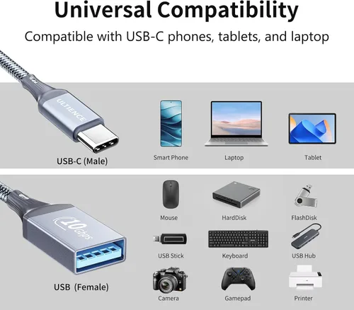 Vista 8 de Paquete de 2 adaptadores USB C a USB USB hembra a USB C macho OTG - Transferencia de datos SuperSpeed de 10 Gbps para MacBook Pro/iPad Air, iPhone