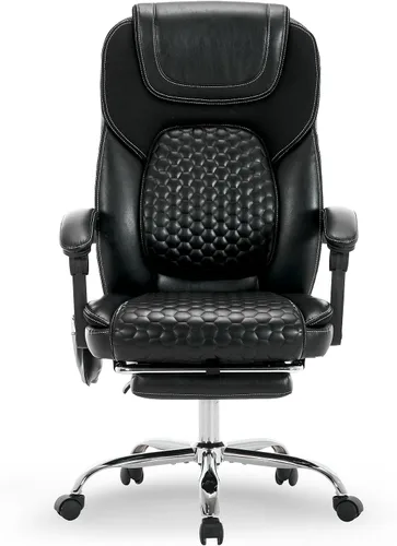 Vista 9 de MALOL Silla de oficina de masaje de 300 libras, silla de escritorio grande y alta con 3 niveles de calor y reposapiés, silla ejecutiva ergonómica