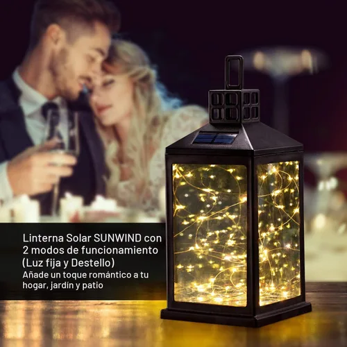 Vista 5 de Luces de Farol Solar para Exteriores SUNWIND Lámpara de Mesa Solar Impermeable Iluminación Colgante con 40 LEDs Blancos Cálidos para Decoración