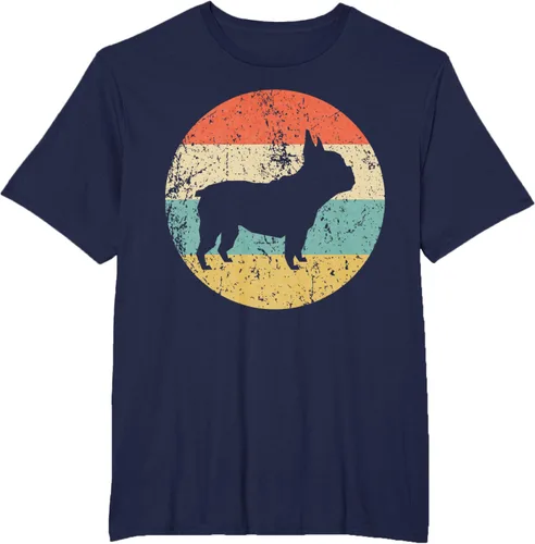 Vista 64 de Camiseta de perro retro de Bulldog Francés Negro