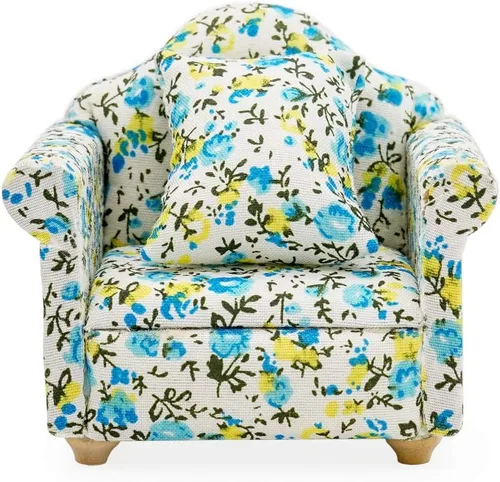 Vista 14 de Odoria 1/12 Silla en miniatura Sillón Casa de muñecas Muebles Accesorios, Azul Oscuro