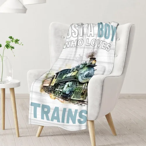 Vista 2 de Manta de tren – Suave, mullida y cálida – Manta pequeña de 30 x 40 pulgadas para sofá, oficina – Manta blanca linda manta de regalo para niños
