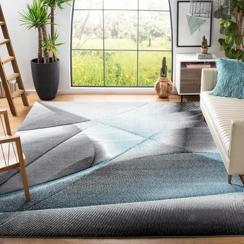 Vista 20 de SAFAVIEH Hollywood Collection - Alfombra decorativa de 2 pies 3 pulgadas x 4 pies, beige y azul, diseño moderno de mediados de siglo, no desprende