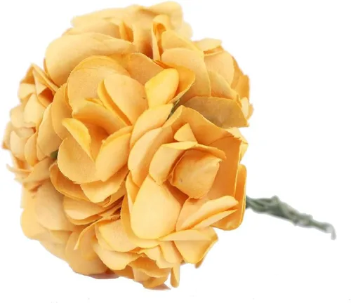 Vista 7 de Efavormart - 144 mini rosas de flores doradas de papel para decoración de ramos de boda