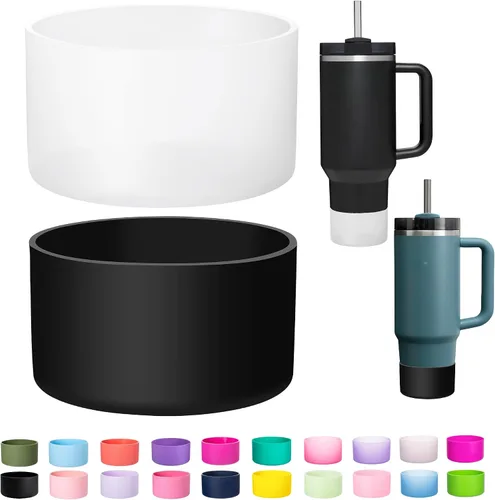 Vista 22 de Paquete de 2 botas de silicona para Stanley Cup de 30 oz y 40 onzas, protector inferior antideslizante y reductor de ruido, cubierta base de vaso