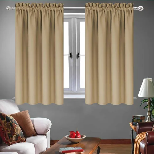Vista 44 de Cortinas de cocina negras Ladity - 2 paneles de cortinas cortas opacas, 36 pulgadas, privacidad, niveles de café, cortinas de granja para ventana