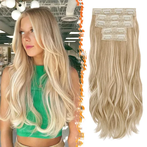 Vista 9 de BARSDAR Extensiones de cabello sintético de 20 pulgadas con clip negro