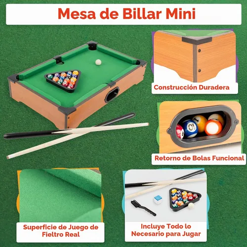 Vista 2 de Hey Play Mini mesa de billar, juego de billar portátil de mesa, 20.25 x