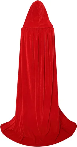 Vista 3 de Makroyl Capa de terciopelo larga unisex con capucha para disfraz de Halloween, Navidad, cosplay