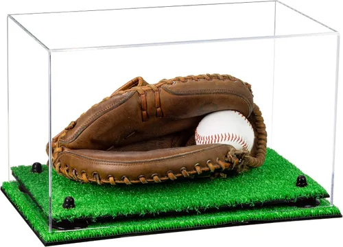 Vista 140 de Better Display Cases Vitrina de guantes de béisbol de acrílico transparente con elevadores negros (A011/V16)