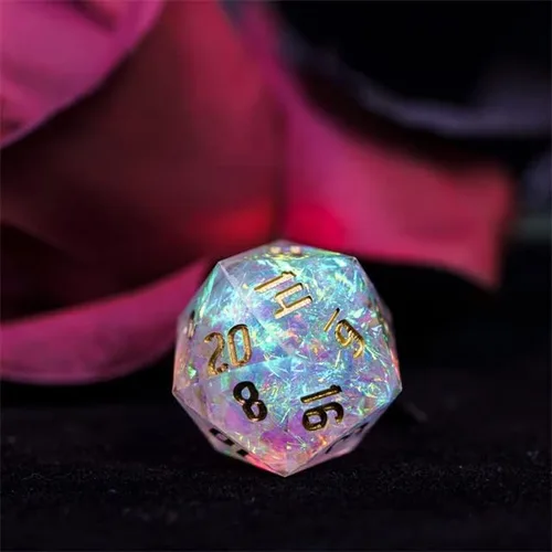 Vista 5 de Mystical Dragon Spell Sharp DND - Juego de dados con caja de dados de cuero, para Dungeons and Dragons, D&D, Sharp Edge, D20 Polyhedral Resina